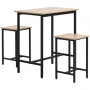 Barbord Set i Industriell Design Bord med 2 Pallar Svart / Ek 80 x 50 x 85 cm