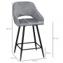 2 Barstolar Retro Stoppad Sammet Grå Sits H. 67 cm