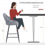 2 Barstolar Retro Stoppad Sammet Grå Sits H. 67 cm