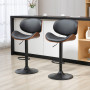 Barstol Set x2 Ergonomisk Svart Läder med Poppelträ Höjdjusterbar