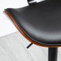 Barstol Set x2 Ergonomisk Svart Läder med Poppelträ Höjdjusterbar