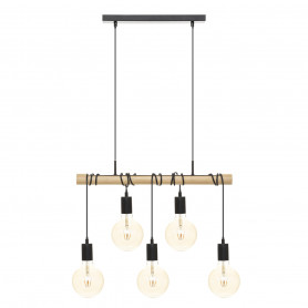 Pendellampa Svart Metall 5 Lampor "Jake" L 120 cm