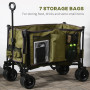 Fällbar Trädgårdsvagn 200 L - 100 kg Dragvagn 7 sidfickor 100 x 48 x 100,5 cm