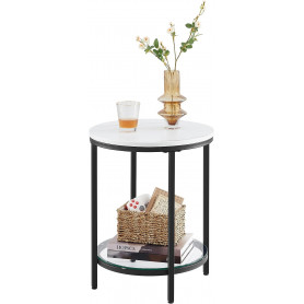 Sidobord Sängbord Marmorlook Svart Metallram 45 x 55 cm