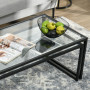 Soffbord Set 2st Glasskiva Metallram Svart 119 x 56 x 44,5 cm