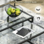 Soffbord Set 2st Glasskiva Metallram Svart 119 x 56 x 44,5 cm