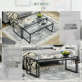 Soffbord Set 2st Glasskiva Metallram Svart 119 x 56 x 44,5 cm