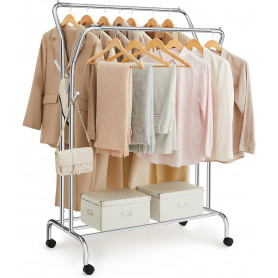 Dubbel Klädställning med hjul i Rostfritt Stål 100 kg