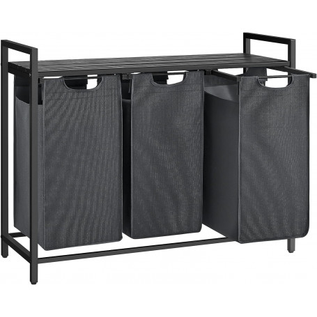 Tvättkorg Ställ 3 Fack 92,5 x 33 x 72 cm Svart
