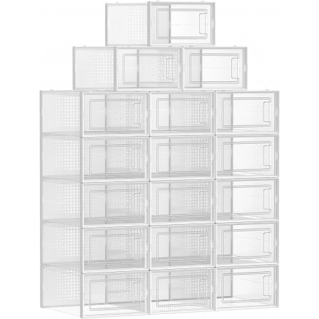 18x Stapelbara Förvaringslådor till Skor / Småsaker Transparent 33,3 x 23 x 14 cm