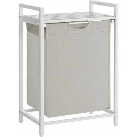 Tvättkorg med Hylla 65 L, 50 x 33 x 72 cm Vit / Grå