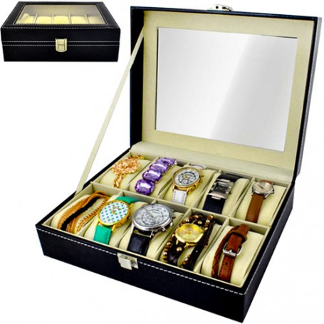Elegant Box Organizer för 10 Klockor - Klockförvaring