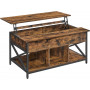 Soffbord Lift-Top Höjbar Bordskiva 100 x 60 x (48-62) cm Vintage Brun