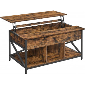 Soffbord Lift-Top Höjbar Bordskiva 100 x 60 x (48-62) cm Vintage Brun