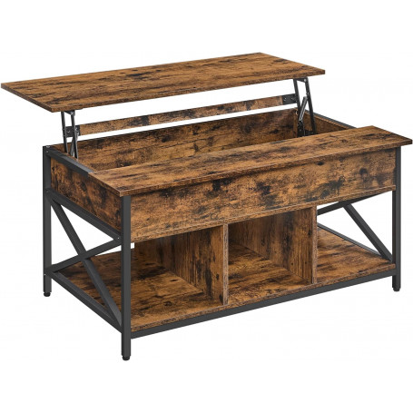 Soffbord Lift-Top Höjbar Bordskiva 100 x 60 x (48-62) cm Vintage Brun