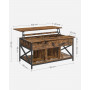 Soffbord Lift-Top Höjbar Bordskiva 100 x 60 x (48-62) cm Vintage Brun
