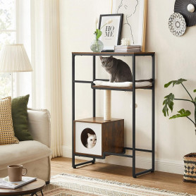 Katträd med Konsolbord 2-i-1 Möbel, Vintage brun