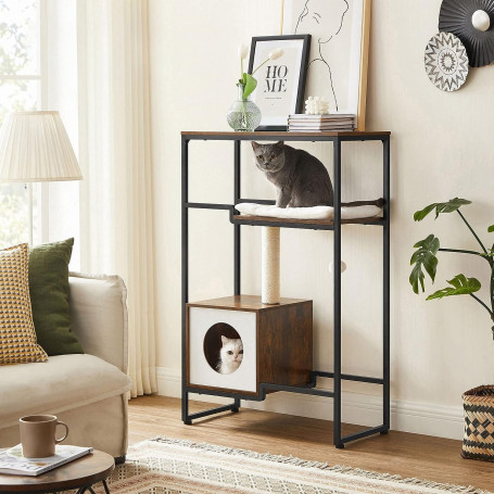 Katträd med Konsolbord 2-i-1 Möbel, Vintage brun