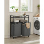 Tvättkorg Ställ 2 Fack (2x 46 L) med 2 Hyllor 73 x 33 x 92 Svart