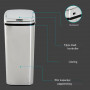 Automatisk Soptunna 50L Med Sensor Rostfritt stål 33 x 25 x 84 cm