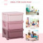Barnrum Förvaring med 3 lådor Plast Rosa 37 x 37 x 57 cm