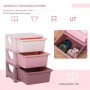 Barnrum Förvaring med 3 lådor Plast Rosa 37 x 37 x 57 cm
