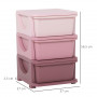 Barnrum Förvaring med 3 lådor Plast Rosa 37 x 37 x 57 cm