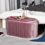 Sittbänk Stoppad Sammet Rosa Oval med Förvaring 81 x 40 x 41 cm