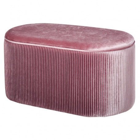 Sittbänk Stoppad Sammet Rosa Oval med Förvaring 81 x 40 x 41 cm