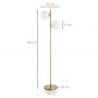 Golvlampa med 2 Glaskulor Guld/Vit H.165 cm
