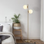 Golvlampa med 2 Glaskulor Guld/Vit H.165 cm
