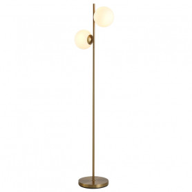 Golvlampa med 2 Glaskulor Guld/Vit H.165 cm
