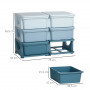 Barnrum Förvaring med 6 Lådor Plast Blå 75 x 37 x 56 cm