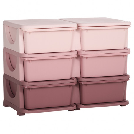 Barnrum Förvaring med 6 Lådor Plast Rosa 75 x 37 x 56 cm