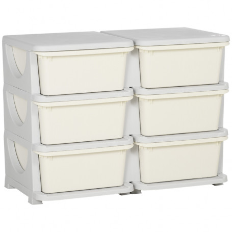 Barnrum Förvaring med 6 Lådor Plast Vit 75 x 37 x 56 cm