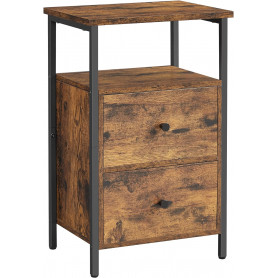 Sängbord Sidobord med 2 lådor Vintage Brun 38 x 28 x 60 cm