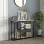 Konsolbord Marmor-stil 2 Hyllor 100 x 30 x 80 cm Svart Vit