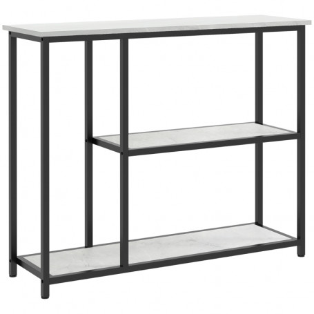 Konsolbord Marmor-stil 2 Hyllor 100 x 30 x 80 cm Svart Vit