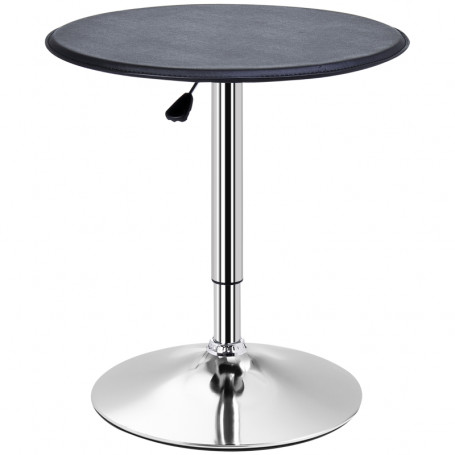 Barbord Höjdjusterbart Konstläder Svart / Silver Ø 63 cm