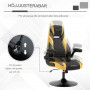 Gaming Stol Rundbas Fällbara Armstöd Svart / Gul