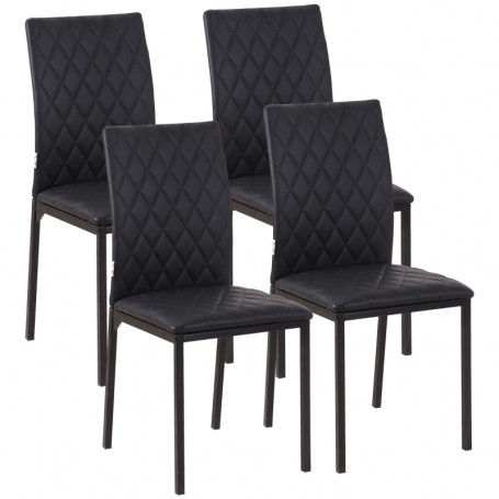 Matstolar Set 4-Pack Läder Svart
