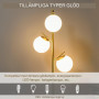 Golvlampa med 3 Glaskulor Guld, H 170 cm