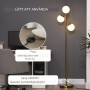 Golvlampa med 3 Glaskulor Guld, H 170 cm