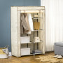 Tygskåp Garderob Klädstång, 6 hyllor Beige 103 x 43 x 163 cm