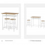 Barbord set med 2 Barstolar Ek / Vit