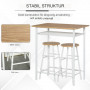 Barbord set med 2 Barstolar Ek / Vit