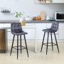 x2 Barstol set Sammet Grå H. 105 cm