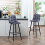 x2 Barstol set Sammet Grå H. 105 cm