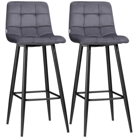 x2 Barstol set Sammet Grå H. 105 cm