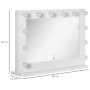 Sminkspegel 80 x 60 cm Hollywood Belysning 12 LED med Minnesfunktion Vit